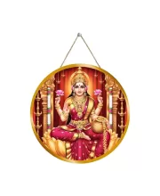 Goddess Lakshmi 12x12 Inch Round Religious Photo Frame | Spiritual Wall Decor For Home Temple, Pooja Room & Office | Divine Wall Art Picture For Worship, Meditation & Gift (F13205)