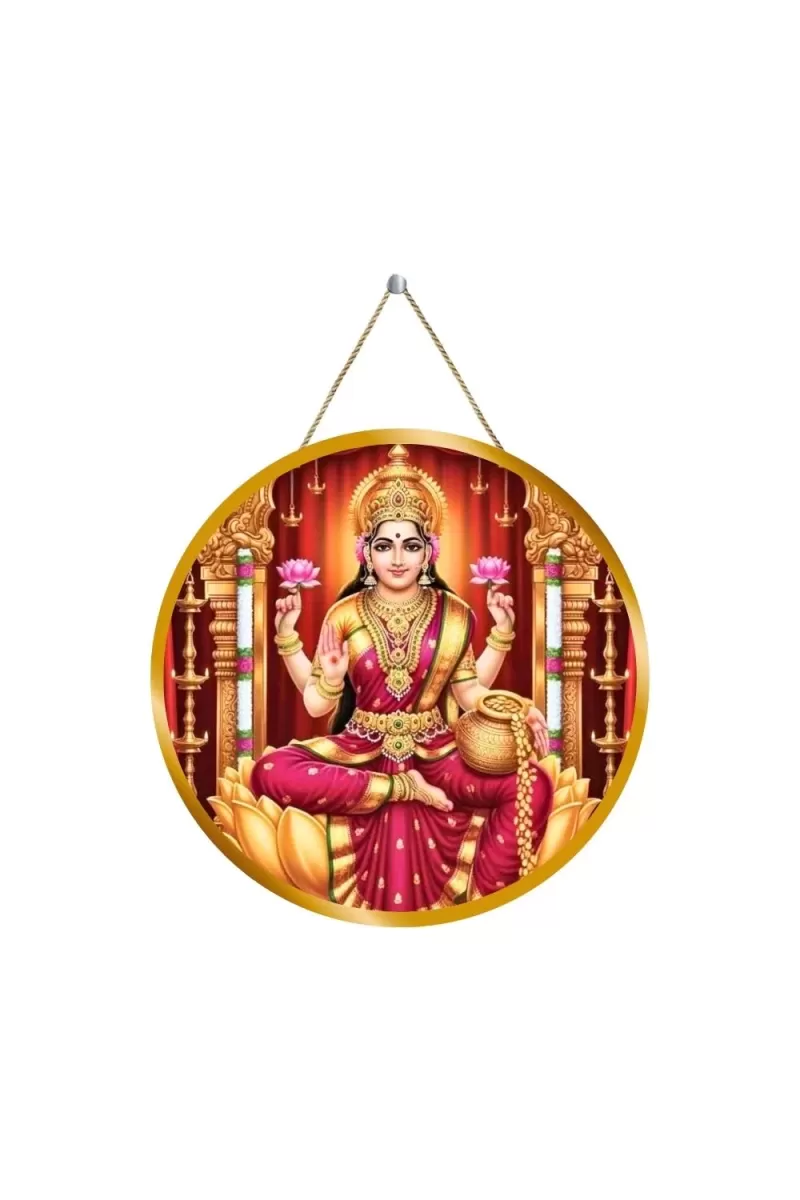 Goddess Lakshmi 12x12 Inch Round Religious Photo Frame | Spiritual Wall Decor For Home Temple, Pooja Room & Office | Divine Wall Art Picture For Worship, Meditation & Gift (F13205)