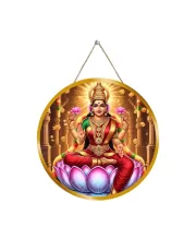 Goddess Lakshmi 12x12 Inch Round Religious Photo Frame | Spiritual Wall Decor For Home Temple, Pooja Room & Office | Divine Wall Art Picture For Worship, Meditation & Gift (F13206)