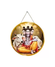 Lord Dattatreya 12x12 Inch Round Religious Photo Frame | Spiritual Wall Decor For Home Temple, Pooja Room & Office | Divine Wall Art Picture For Worship, Meditation & Gift (F13208)