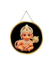 Lord Little Hanuman 12x12 Inch Round Religious Photo Frame | Spiritual Wall Decor For Home Temple, Pooja Room & Office | Divine Wall Art Picture For Worship, Meditation & Gift (F13212)