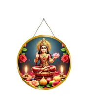 Goddess Lakshmi 12x12 Inch Round Religious Photo Frame | Spiritual Wall Decor For Home Temple, Pooja Room & Office | Divine Wall Art Picture For Worship, Meditation & Gift (F13213)