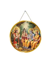 Lord Rama Sita Hanuman Lakshmana 12x12 Inch Round Religious Photo Frame | Spiritual Wall Decor For Home Temple, Pooja Room & Office | Divine Wall Art Picture For Worship, Meditation & Gift (F13214)