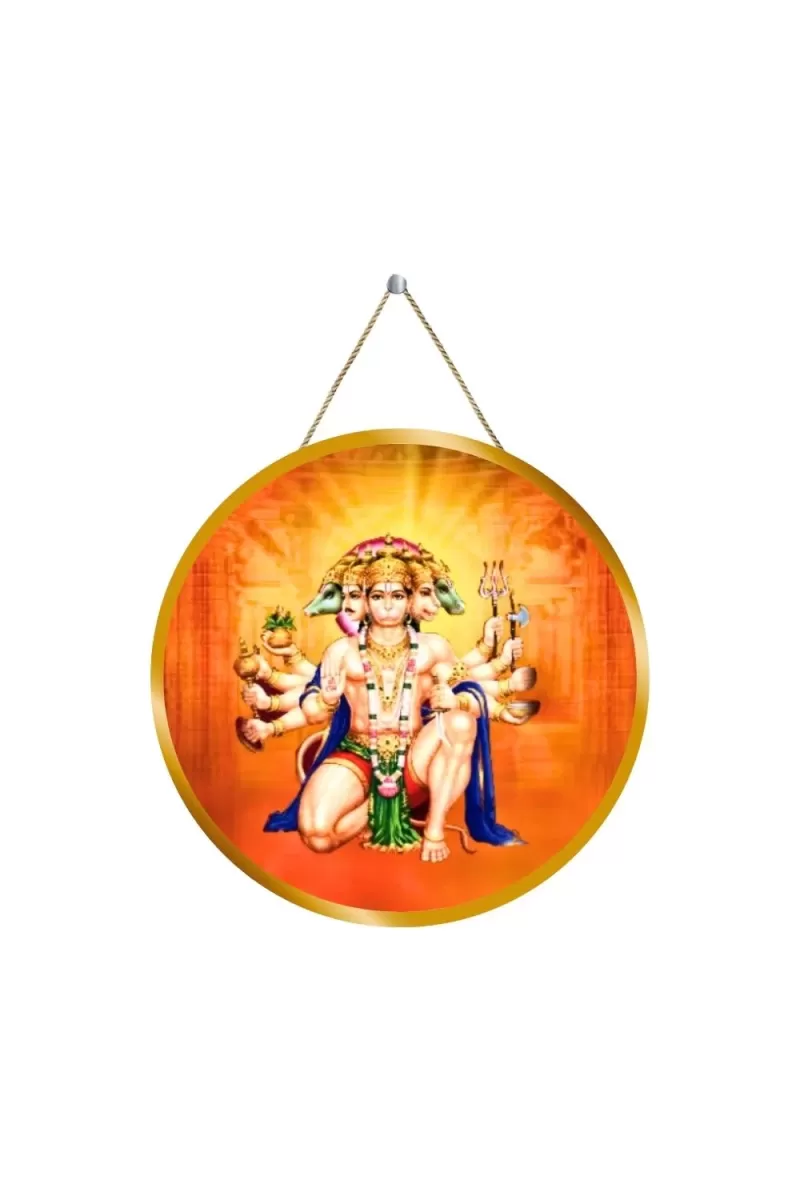 Lord Hanuman 12x12 Inch Round Religious Photo Frame | Spiritual Wall Decor For Home Temple, Pooja Room & Office | Divine Wall Art Picture For Worship, Meditation & Gift (F13215)