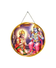 Lord Rama Hanuman 12x12 Inch Round Religious Photo Frame | Spiritual Wall Decor For Home Temple, Pooja Room & Office | Divine Wall Art Picture For Worship, Meditation & Gift (F13216)