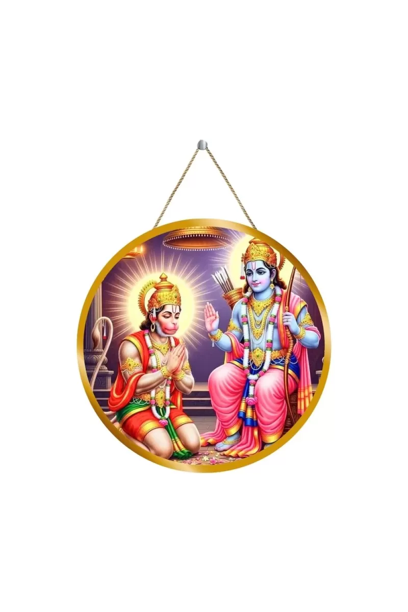 Lord Rama Hanuman 12x12 Inch Round Religious Photo Frame | Spiritual Wall Decor For Home Temple, Pooja Room & Office | Divine Wall Art Picture For Worship, Meditation & Gift (F13216)