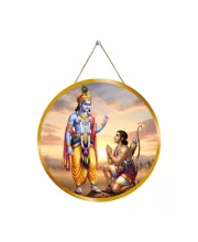 Lord Krishna Arjuna 12x12 Inch Round Religious Photo Frame | Spiritual Wall Decor For Home Temple, Pooja Room & Office | Divine Wall Art Picture For Worship, Meditation & Gift (F13217)