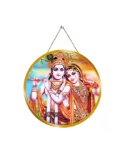 Radha Krishna 12x12 Inch Round Religious Photo Frame | Spiritual Wall Decor For Home Temple, Pooja Room & Office | Divine Wall Art Picture For Worship, Meditation & Gift (F13220)