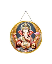 Lord Ganesha 12x12 Inch Round Religious Photo Frame | Spiritual Wall Decor For Home Temple, Pooja Room & Office | Divine Wall Art Picture For Worship, Meditation & Gift (F13224)