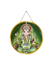 Lord Ganesha 12x12 Inch Round Religious Photo Frame | Spiritual Wall Decor For Home Temple, Pooja Room & Office | Divine Wall Art Picture For Worship, Meditation & Gift (F13225)