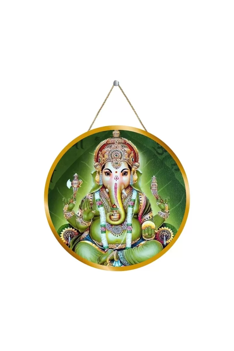Lord Ganesha 12x12 Inch Round Religious Photo Frame | Spiritual Wall Decor For Home Temple, Pooja Room & Office | Divine Wall Art Picture For Worship, Meditation & Gift (F13225)