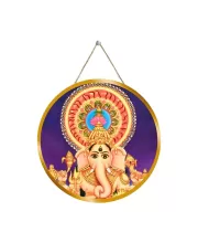 Lord Ganesha 12x12 Inch Round Religious Photo Frame | Spiritual Wall Decor For Home Temple, Pooja Room & Office | Divine Wall Art Picture For Worship, Meditation & Gift (F13226)
