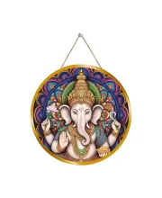 Lord Ganesha 12x12 Inch Round Religious Photo Frame | Spiritual Wall Decor For Home Temple, Pooja Room & Office | Divine Wall Art Picture For Worship, Meditation & Gift (F13227)