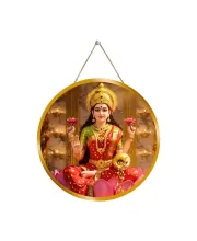 Goddess Lakshmi 12x12 Inch Round Religious Photo Frame | Spiritual Wall Decor For Home Temple, Pooja Room & Office | Divine Wall Art Picture For Worship, Meditation & Gift (F13229)