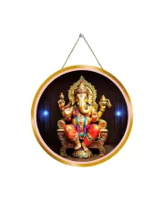 Lord Ganesha 12x12 Inch Round Religious Photo Frame | Spiritual Wall Decor For Home Temple, Pooja Room & Office | Divine Wall Art Picture For Worship, Meditation & Gift (F13236)