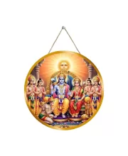 Lord Rama Sita Parivar 12x12 Inch Round Religious Photo Frame | Spiritual Wall Decor For Home Temple, Pooja Room & Office | Divine Wall Art Picture For Worship, Meditation & Gift (F13239)