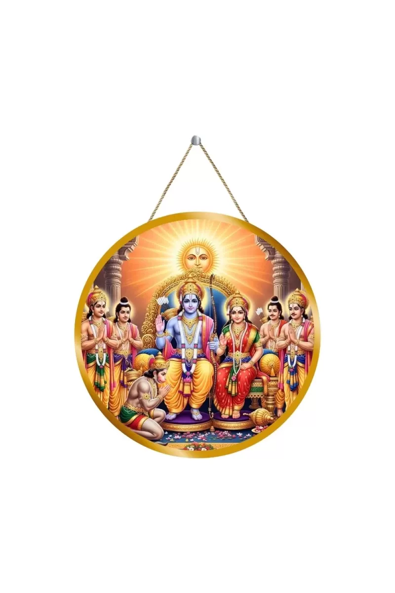Lord Rama Sita Parivar 12x12 Inch Round Religious Photo Frame | Spiritual Wall Decor For Home Temple, Pooja Room & Office | Divine Wall Art Picture For Worship, Meditation & Gift (F13239)