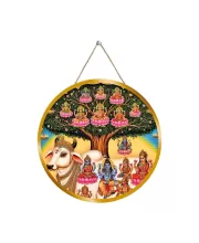 Cow Goddess 12x12 Inch Round Religious Photo Frame | Spiritual Wall Decor For Home Temple, Pooja Room & Office | Divine Wall Art Picture For Worship, Meditation & Gift (F13240)