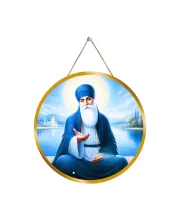 Guru Nanak Dev Ji 12x12 Inch Round Religious Photo Frame | Spiritual Wall Decor For Home Temple, Pooja Room & Office | Divine Wall Art Picture For Worship, Meditation & Gift (F13245)