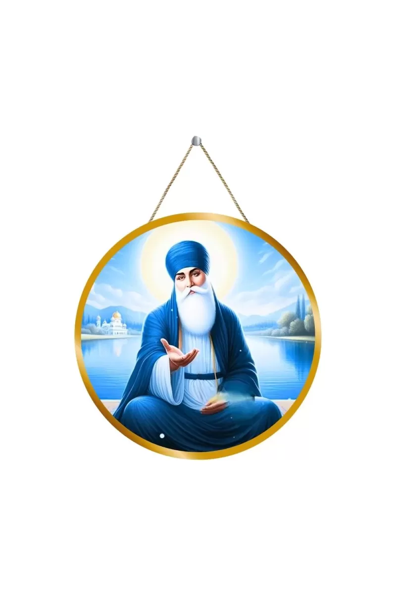 Guru Nanak Dev Ji 12x12 Inch Round Religious Photo Frame | Spiritual Wall Decor For Home Temple, Pooja Room & Office | Divine Wall Art Picture For Worship, Meditation & Gift (F13245)