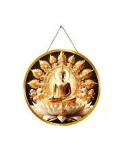Lord Buddha 12x12 Inch Round Religious Photo Frame | Spiritual Wall Decor For Home Temple, Pooja Room & Office | Divine Wall Art Picture For Worship, Meditation & Gift (F13246)