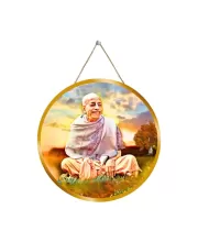 Bhaktivedanta Swami Prabhupada 12x12 Inch Round Religious Photo Frame | Spiritual Wall Decor For Home Temple, Pooja Room & Office | Divine Wall Art Picture For Worship, Meditation & Gift (F13253)