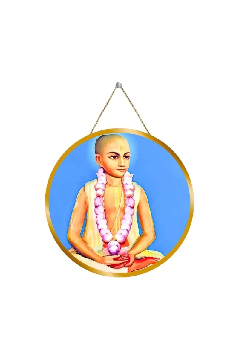Sri Chaitanya Mahaprabhu  12x12 Inch Round Religious Photo Frame | Spiritual Wall Decor For Home Temple, Pooja Room & Office | Divine Wall Art Picture For Worship, Meditation & Gift (F13260)