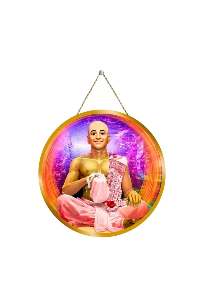 Shri Krishna Chaitanya Mahaprabhu 12x12 Inch Round Religious Photo Frame | Spiritual Wall Decor For Home Temple, Pooja Room & Office | Divine Wall Art Picture For Worship, Meditation & Gift (F13268)
