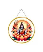 Lord Shiva 12x12 Inch Round Religious Photo Frame | Spiritual Wall Decor For Home Temple, Pooja Room & Office | Divine Wall Art Picture For Worship, Meditation & Gift (F13287)