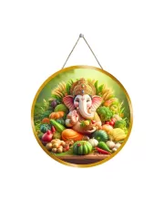 Lord Ganesha 12x12 Inch Round Religious Photo Frame | Spiritual Wall Decor For Home Temple, Pooja Room & Office | Divine Wall Art Picture For Worship, Meditation & Gift (F13292)