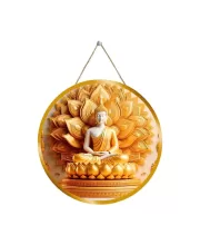 Serene Buddha 12x12 Inch Round Religious Photo Frame | Spiritual Wall Decor For Home Temple, Pooja Room & Office | Divine Wall Art Picture For Worship, Meditation & Gift (F13294)