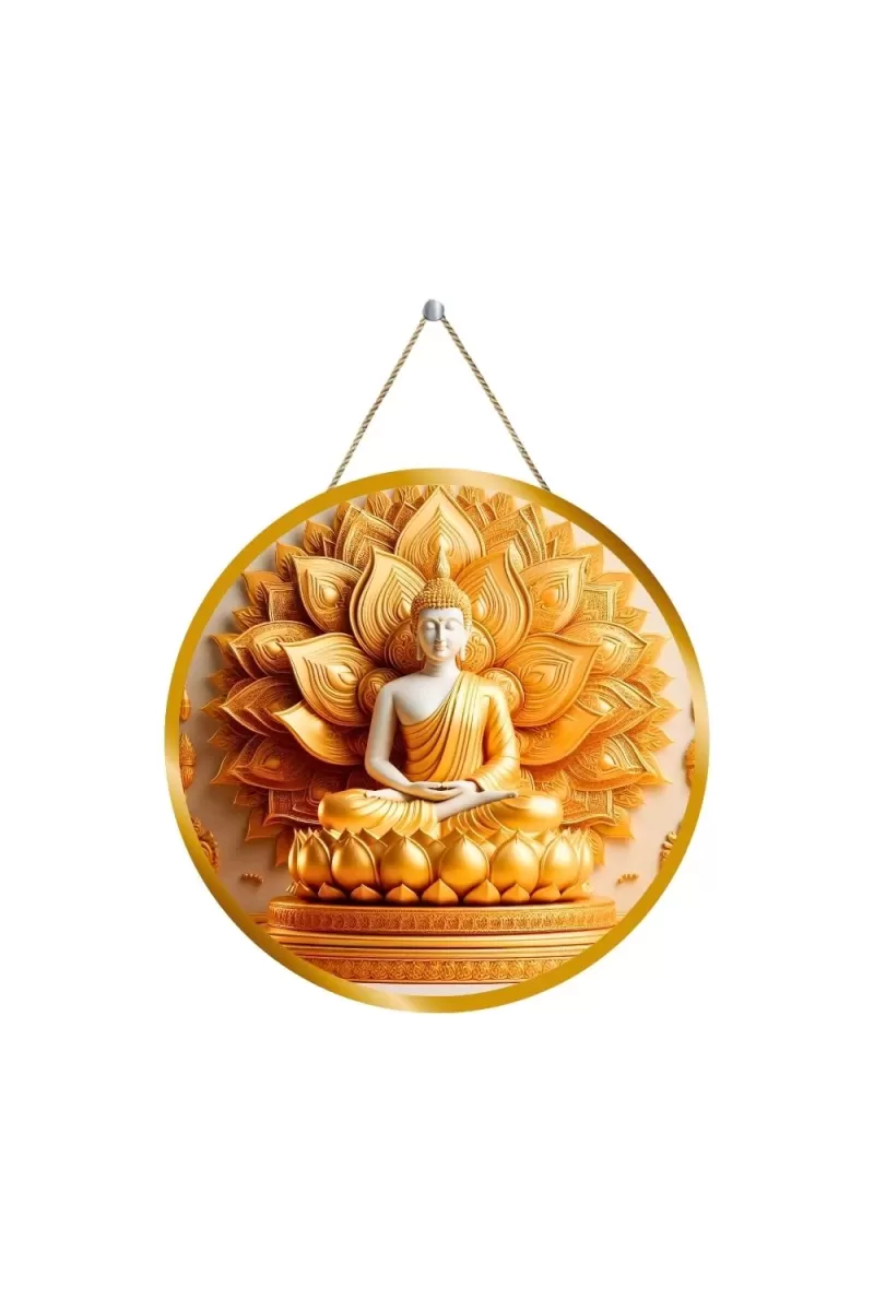 Serene Buddha 12x12 Inch Round Religious Photo Frame | Spiritual Wall Decor For Home Temple, Pooja Room & Office | Divine Wall Art Picture For Worship, Meditation & Gift (F13294)