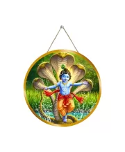Lord Krishna 12x12 Inch Round Religious Photo Frame | Spiritual Wall Decor For Home Temple, Pooja Room & Office | Divine Wall Art Picture For Worship, Meditation & Gift (F13297)