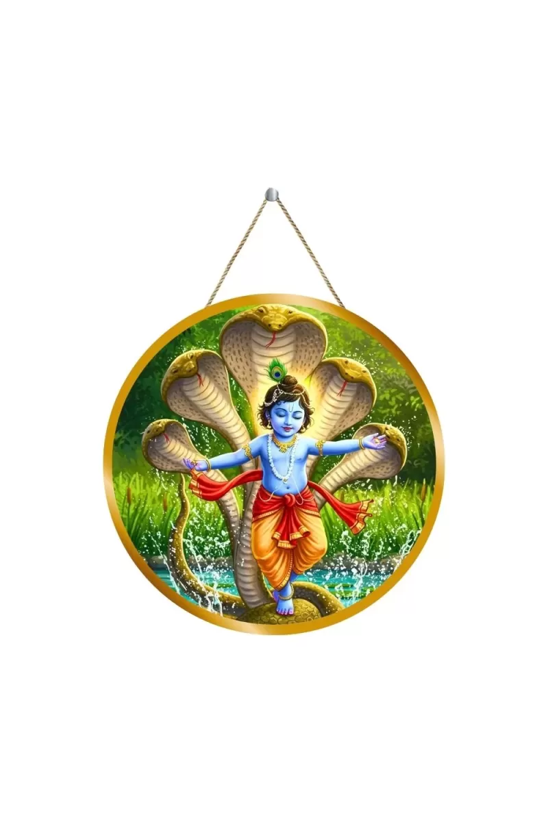 Lord Krishna 12x12 Inch Round Religious Photo Frame | Spiritual Wall Decor For Home Temple, Pooja Room & Office | Divine Wall Art Picture For Worship, Meditation & Gift (F13297)