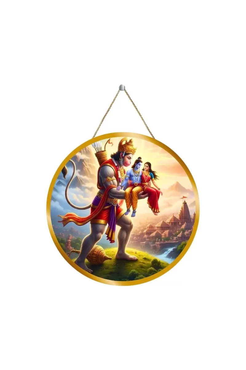 Lord Rama Sita Lashmana 12x12 Inch Round Religious Photo Frame | Spiritual Wall Decor For Home Temple, Pooja Room & Office | Divine Wall Art Picture For Worship, Meditation & Gift (F13301)