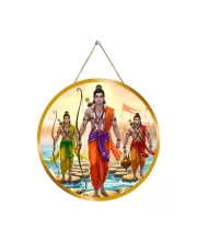 Lord Rama Lakshmana Hanuman 12x12 Inch Round Religious Photo Frame | Spiritual Wall Decor For Home Temple, Pooja Room & Office | Divine Wall Art Picture For Worship, Meditation & Gift (F13302)