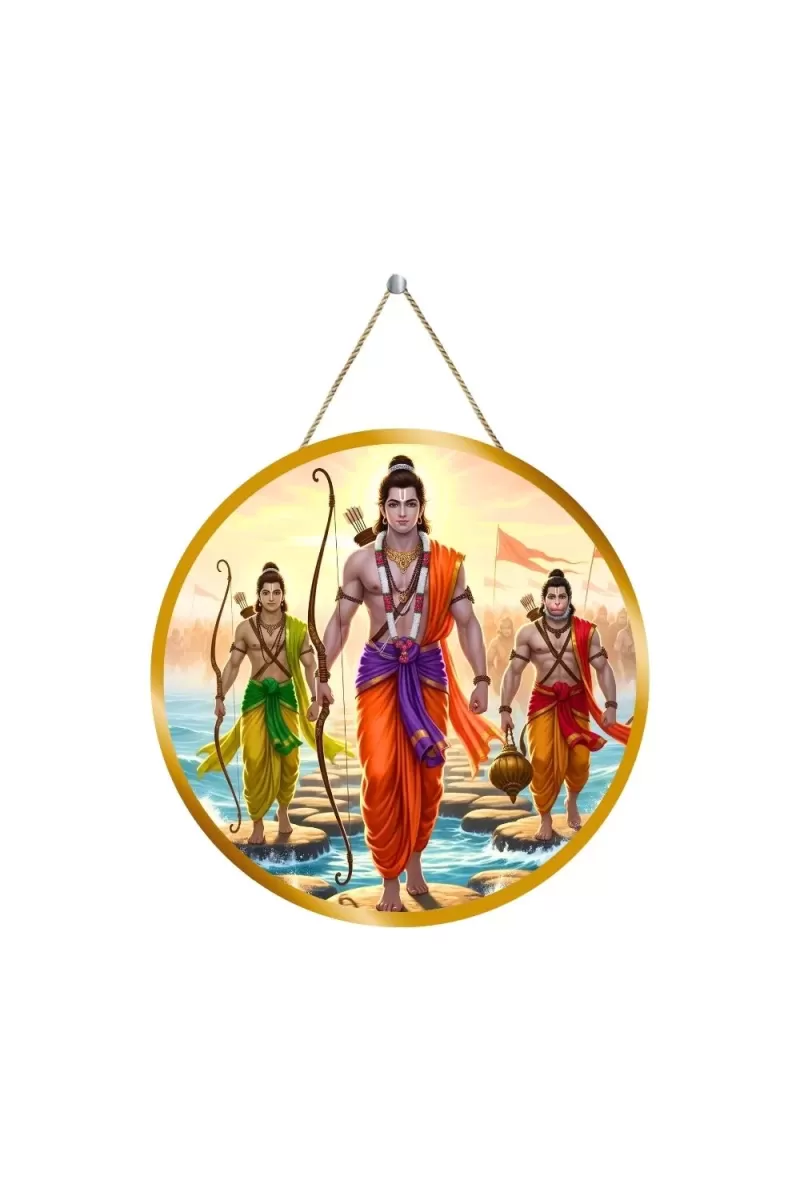 Lord Rama Lakshmana Hanuman 12x12 Inch Round Religious Photo Frame | Spiritual Wall Decor For Home Temple, Pooja Room & Office | Divine Wall Art Picture For Worship, Meditation & Gift (F13302)