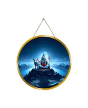 Lord Shiva 12x12 Inch Round Religious Photo Frame | Spiritual Wall Decor For Home Temple, Pooja Room & Office | Divine Wall Art Picture For Worship, Meditation & Gift (F13304)