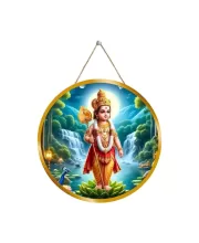 Lord Murugan 12x12 Inch Round Religious Photo Frame | Spiritual Wall Decor For Home Temple, Pooja Room & Office | Divine Wall Art Picture For Worship, Meditation & Gift (F13308)