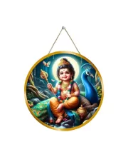Lord Murugan 12x12 Inch Round Religious Photo Frame | Spiritual Wall Decor For Home Temple, Pooja Room & Office | Divine Wall Art Picture For Worship, Meditation & Gift (F13310)