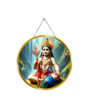 Lord Murugan 12x12 Inch Round Religious Photo Frame | Spiritual Wall Decor For Home Temple, Pooja Room & Office | Divine Wall Art Picture For Worship, Meditation & Gift (F13311)