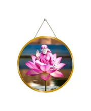 Lord Saibaba 12x12 Inch Round Religious Photo Frame | Spiritual Wall Decor For Home Temple, Pooja Room & Office | Divine Wall Art Picture For Worship, Meditation & Gift (F13314)