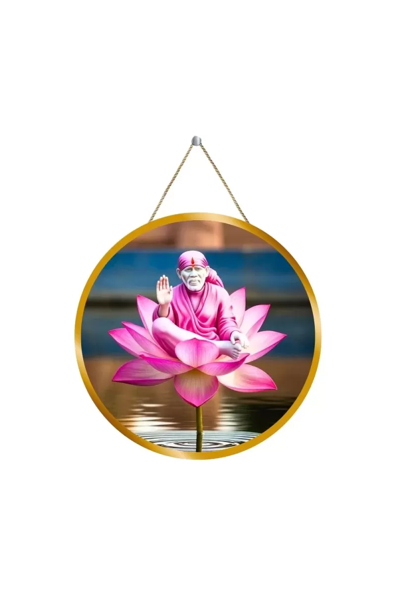 Lord Saibaba 12x12 Inch Round Religious Photo Frame | Spiritual Wall Decor For Home Temple, Pooja Room & Office | Divine Wall Art Picture For Worship, Meditation & Gift (F13314)