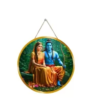 Lord Rama Sita 12x12 Inch Round Religious Photo Frame | Spiritual Wall Decor For Home Temple, Pooja Room & Office | Divine Wall Art Picture For Worship, Meditation & Gift (F13315)