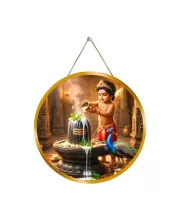 Lord Murugan 12x12 Inch Round Religious Photo Frame | Spiritual Wall Decor For Home Temple, Pooja Room & Office | Divine Wall Art Picture For Worship, Meditation & Gift (F13317)