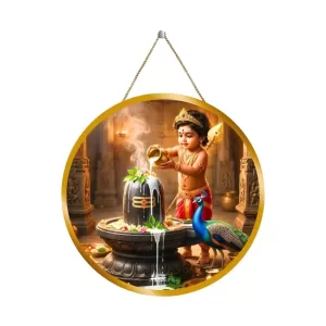 Lord Murugan 12x12 Inch Round Religious Photo Frame | Spiritual Wall Decor For Home Temple, Pooja Room & Office | Divine Wall Art Picture For Worship, Meditation & Gift (F13317)