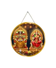 Lord Shiva And Goddess Parvati 12x12 Inch Round Religious Photo Frame | Spiritual Wall Decor For Home Temple, Pooja Room & Office | Divine Wall Art Picture For Worship, Meditation & Gift (F13319)