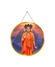 Lord Dattatreya 12x12 Inch Round Religious Photo Frame | Spiritual Wall Decor For Home Temple, Pooja Room & Office | Divine Wall Art Picture For Worship, Meditation & Gift (F13322)