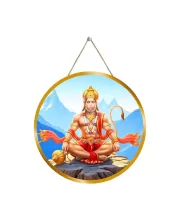 Lord Hanuman 12x12 Inch Round Religious Photo Frame | Spiritual Wall Decor For Home Temple, Pooja Room & Office | Divine Wall Art Picture For Worship, Meditation & Gift (F13323)