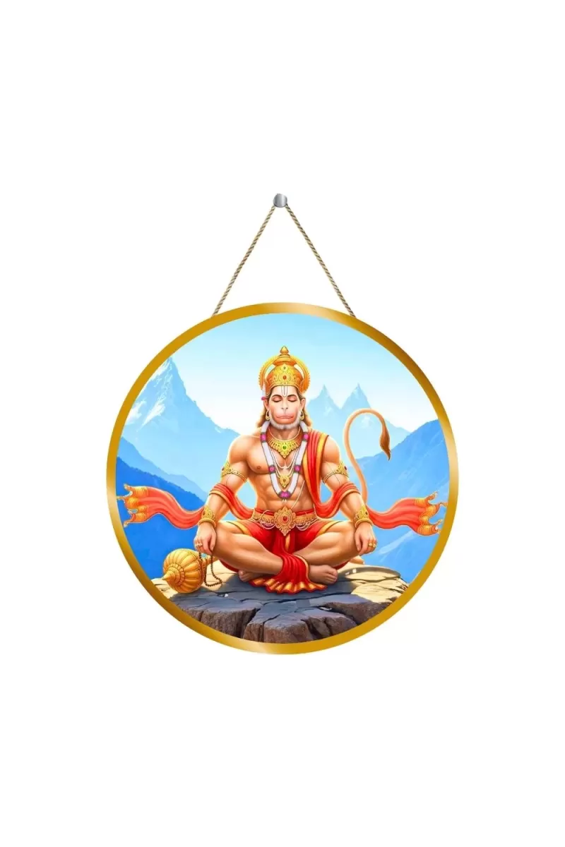 Lord Hanuman 12x12 Inch Round Religious Photo Frame | Spiritual Wall Decor For Home Temple, Pooja Room & Office | Divine Wall Art Picture For Worship, Meditation & Gift (F13323)